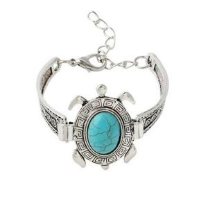 New Antique finish turquoise turtle bracelet